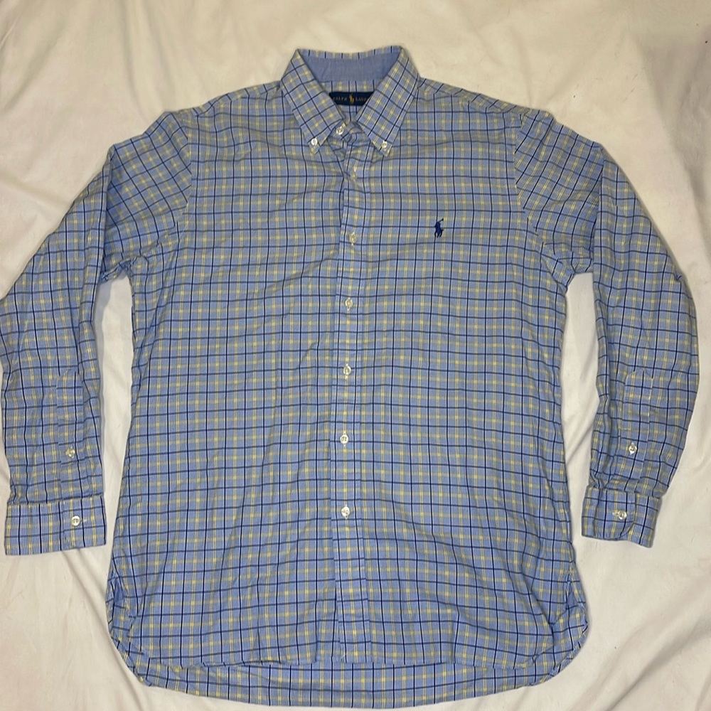 Mens Ralph Lauren Cotton Plaid Buttondown, Sz M